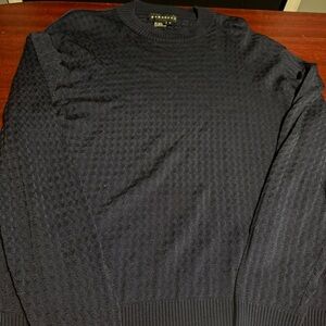 Vtg Baracuta Men's Mock Neck Textured 3D Zigzag Knit Blue Sweater - Size M